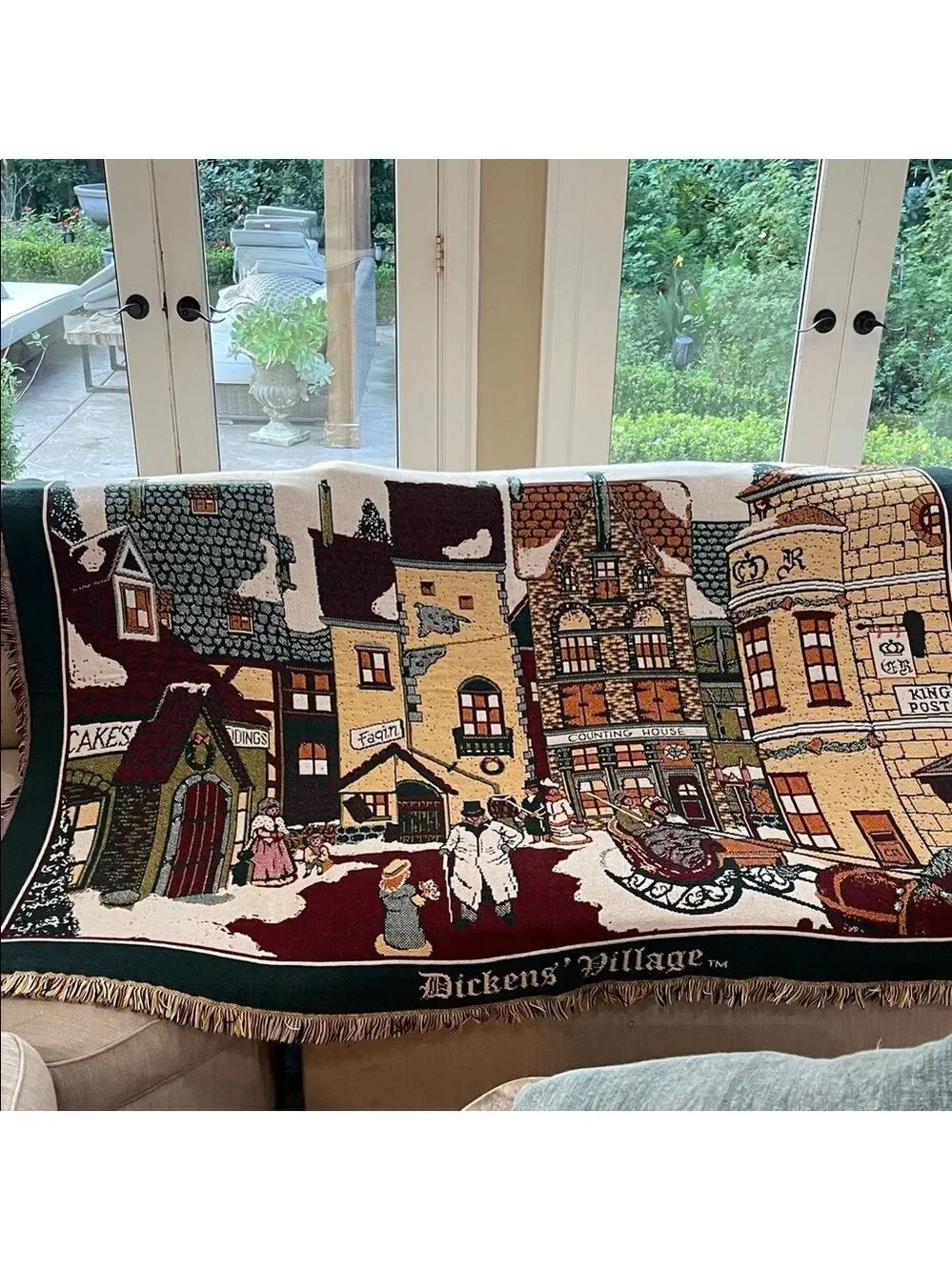 Dept 56 Dickens’ Village Blanket Throw Vintage 100% Cotton